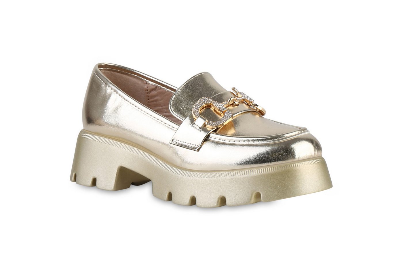 VAN HILL 841545 Outdoorschuh Damen Plateauschuhe Halbschuhe Slippers Strass Profil-Sohle