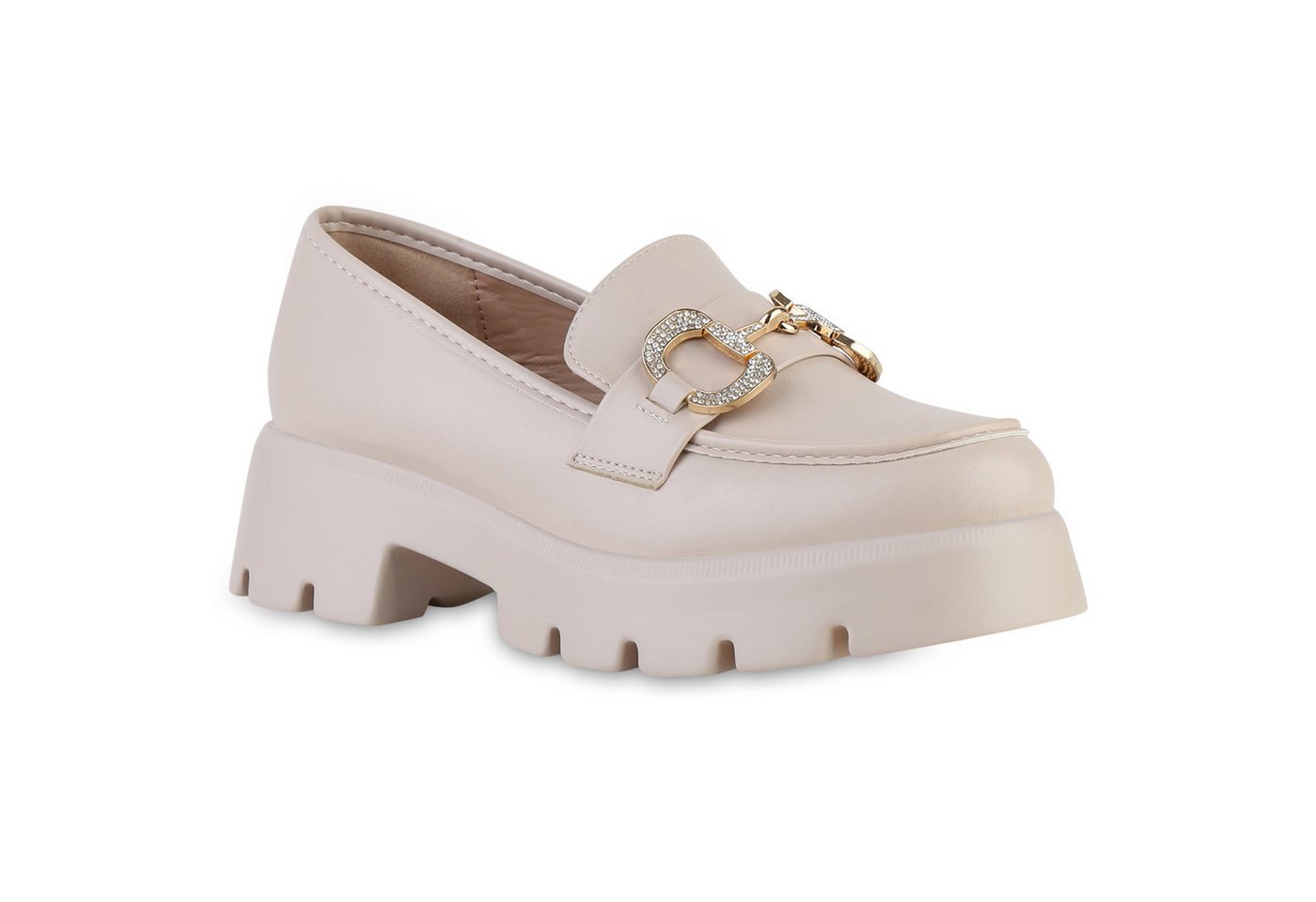 VAN HILL 841545 Outdoorschuh Damen Plateauschuhe Halbschuhe Slippers Strass Profil-Sohle