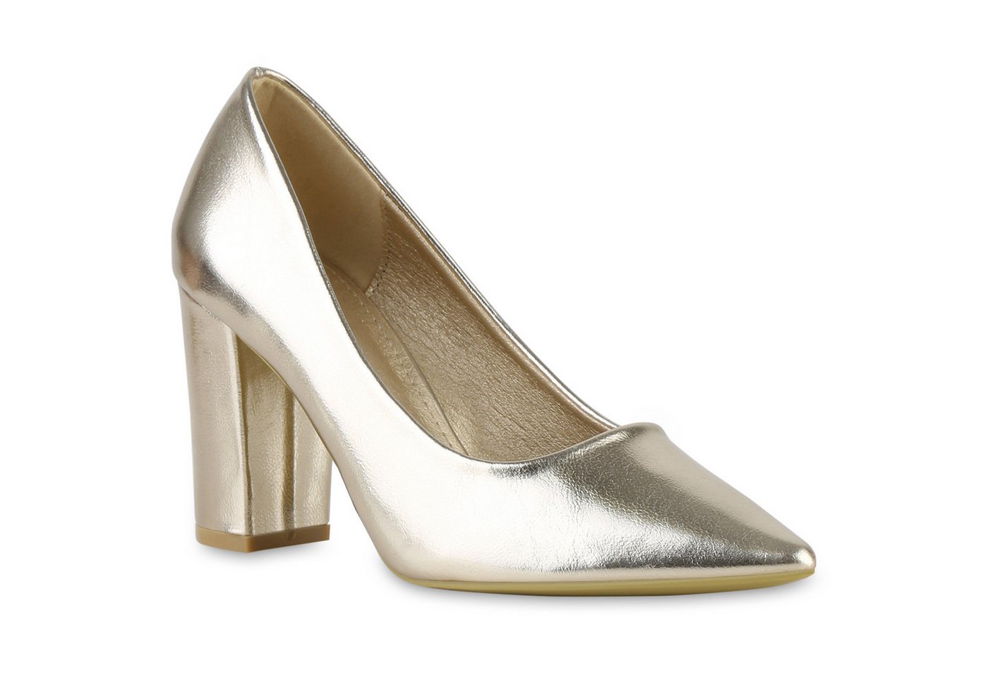 VAN HILL 841546 Pumps Damen Klassische Pumps Leder-Optik Absatzschuhe Spitz Basic