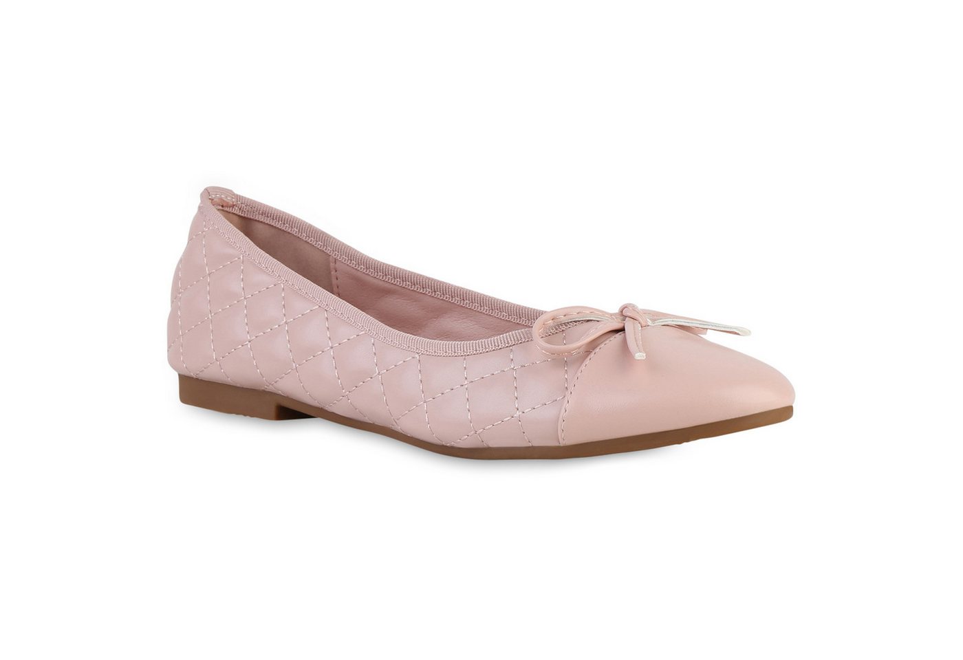 VAN HILL 841554 Ballerina Damen Klassische Ballerinas Gesteppte Leder-Optik Schleifen
