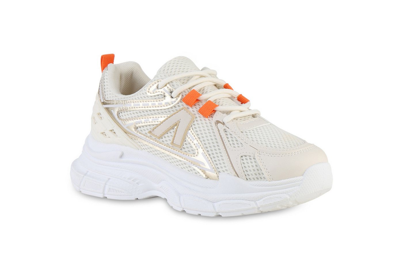 VAN HILL 841567 Plateausneaker Damen Plateau Sneaker Schnürer Metallic Profil-Sohle