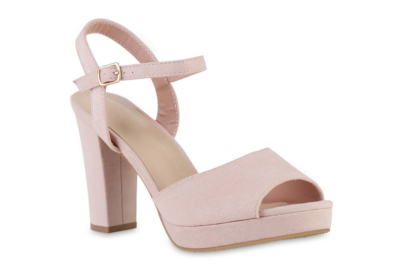 VAN HILL 841574 Riemchensandalette Damen Riemchensandaletten Sandaletten Plateau Vorne Absatz-