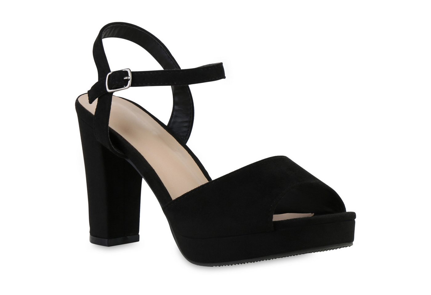 VAN HILL 841574 Riemchensandalette Damen Riemchensandaletten Sandaletten Plateau Vorne Absatz-