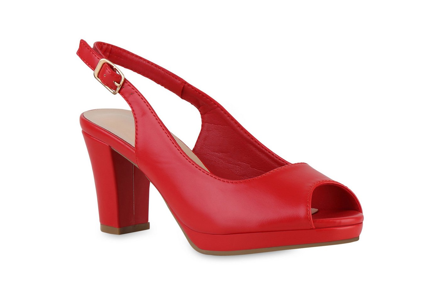 VAN HILL 841589 Sandalette Damen Klassische Sandaletten Basic Leder-Optik Freizeit