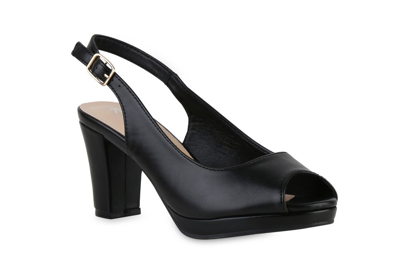 VAN HILL 841589 Sandalette Damen Klassische Sandaletten Basic Leder-Optik Freizeit