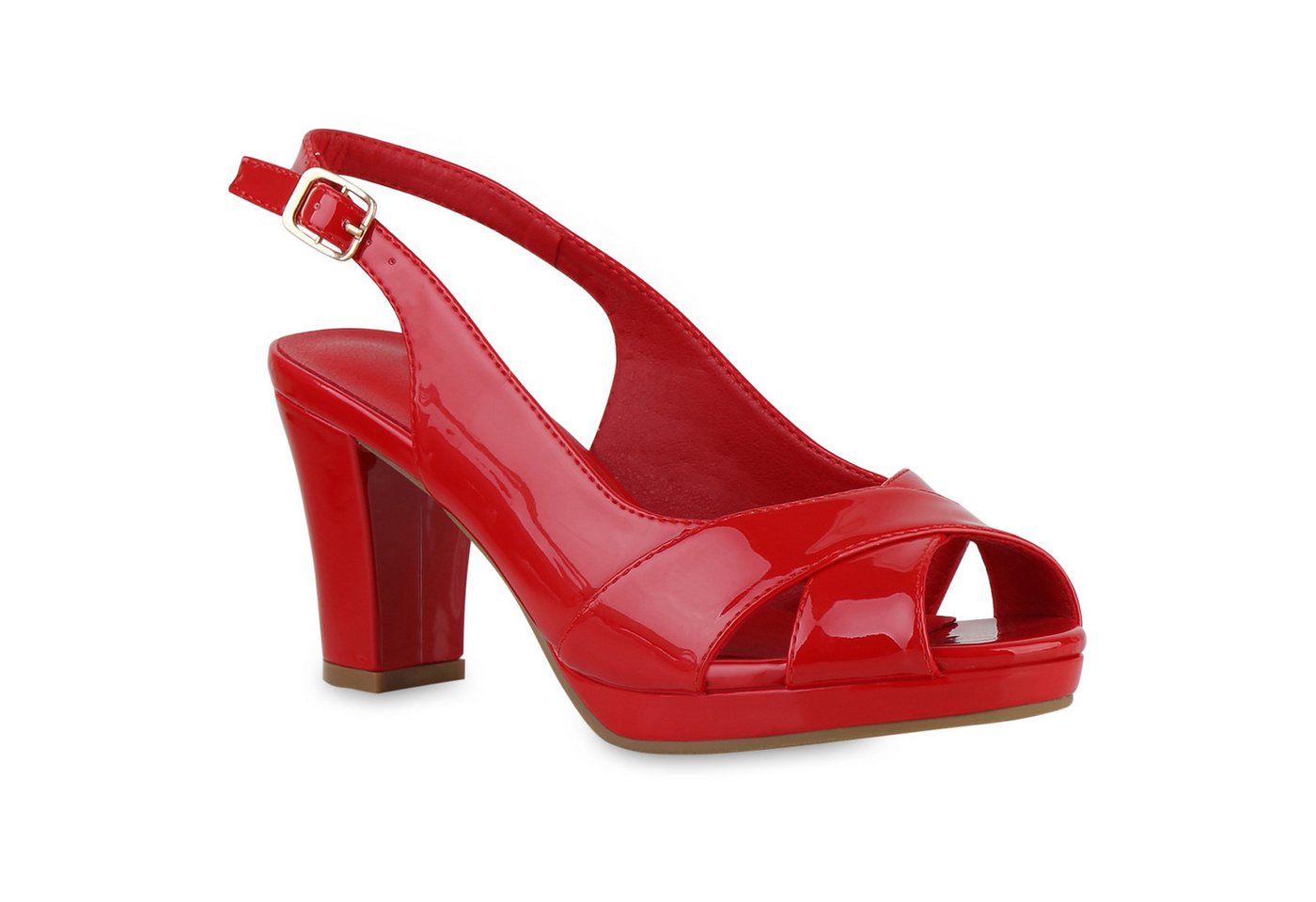 VAN HILL 841590 Sandalette Damen Klassische Sandaletten Basic Leder-Optik Freizeit