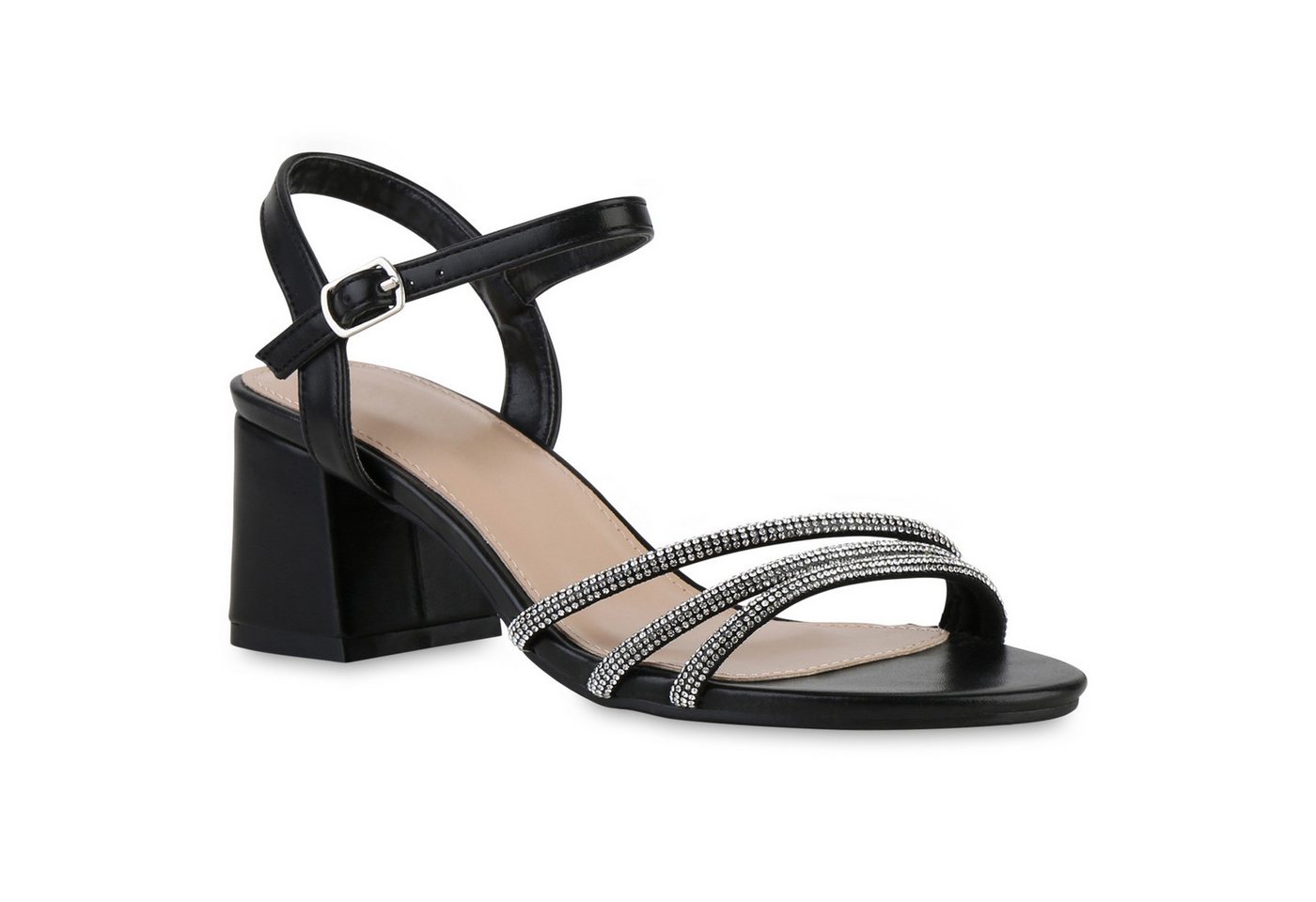 VAN HILL 841595 Riemchensandalette Damen Riemchensandaletten Sandaletten Strass Party