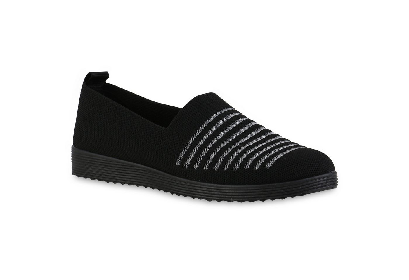 VAN HILL 841601 Slipper Damen Slip Ons Slippers Bequeme Strick Profil-Sohle