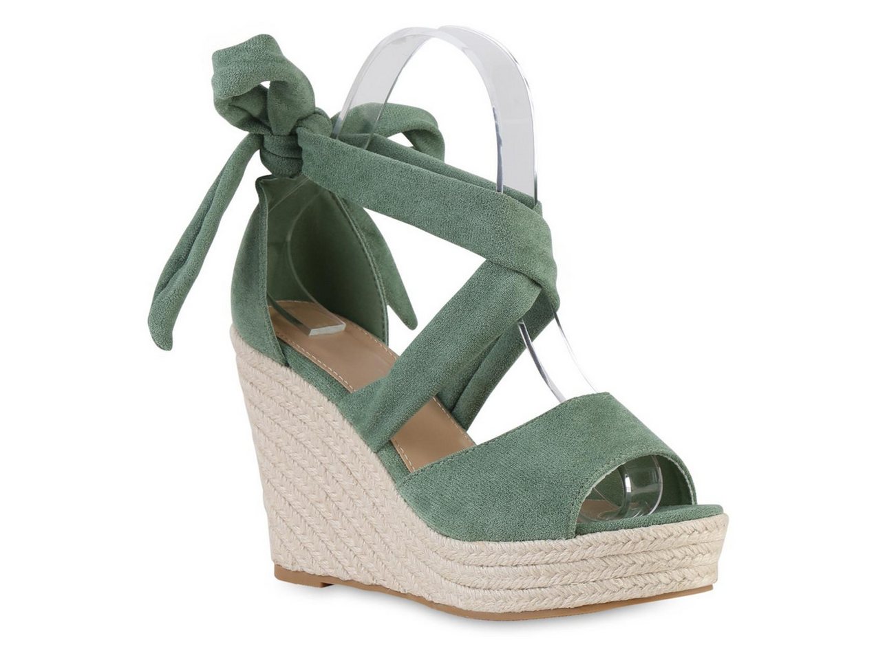 VAN HILL 841604 Keilsandalette Damen Keilsandaletten Sandaletten Bast Plateau Vorne