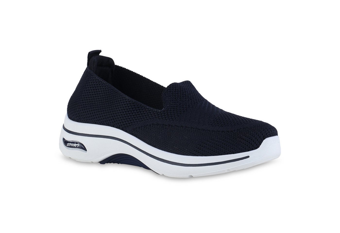 VAN HILL 841624 Laufschuh Damen Slip Ons Sportschuhe Sportliche Strick Profil-Sohle