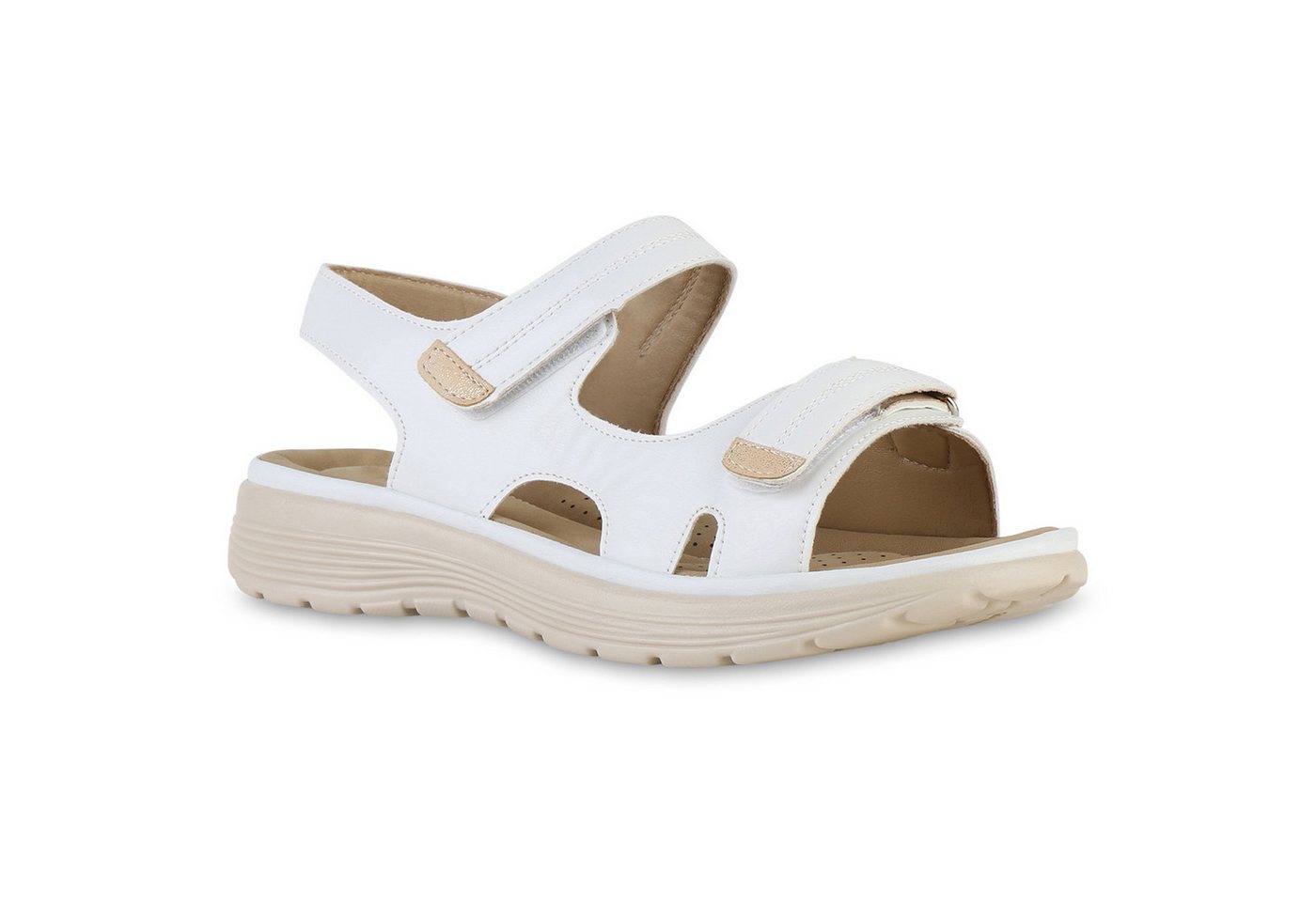 VAN HILL 841626 Sandale Damen Komfort Sandalen Bequeme Cut-outs Profil-Sohle