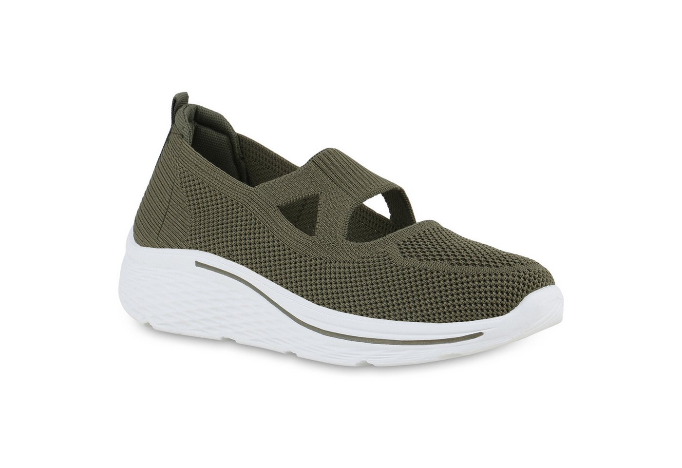 VAN HILL 841667 Laufschuh Damen Slip Ons Sportschuhe Sportliche Strick Profil-Sohle