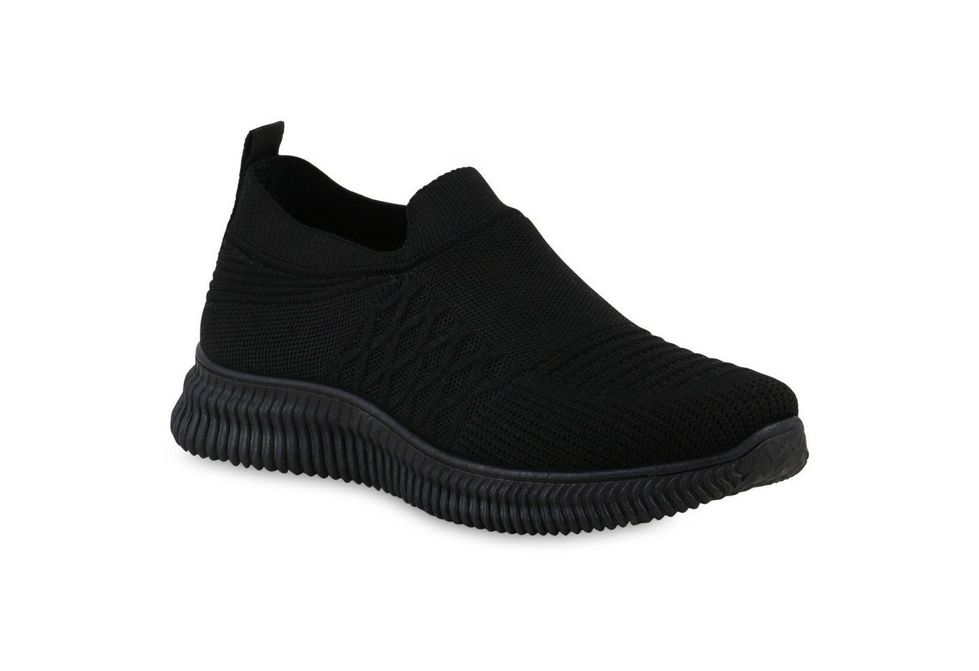 VAN HILL 841676 Laufschuh Damen Slip Ons Sportschuhe Sportliche Strick Profil-Sohle