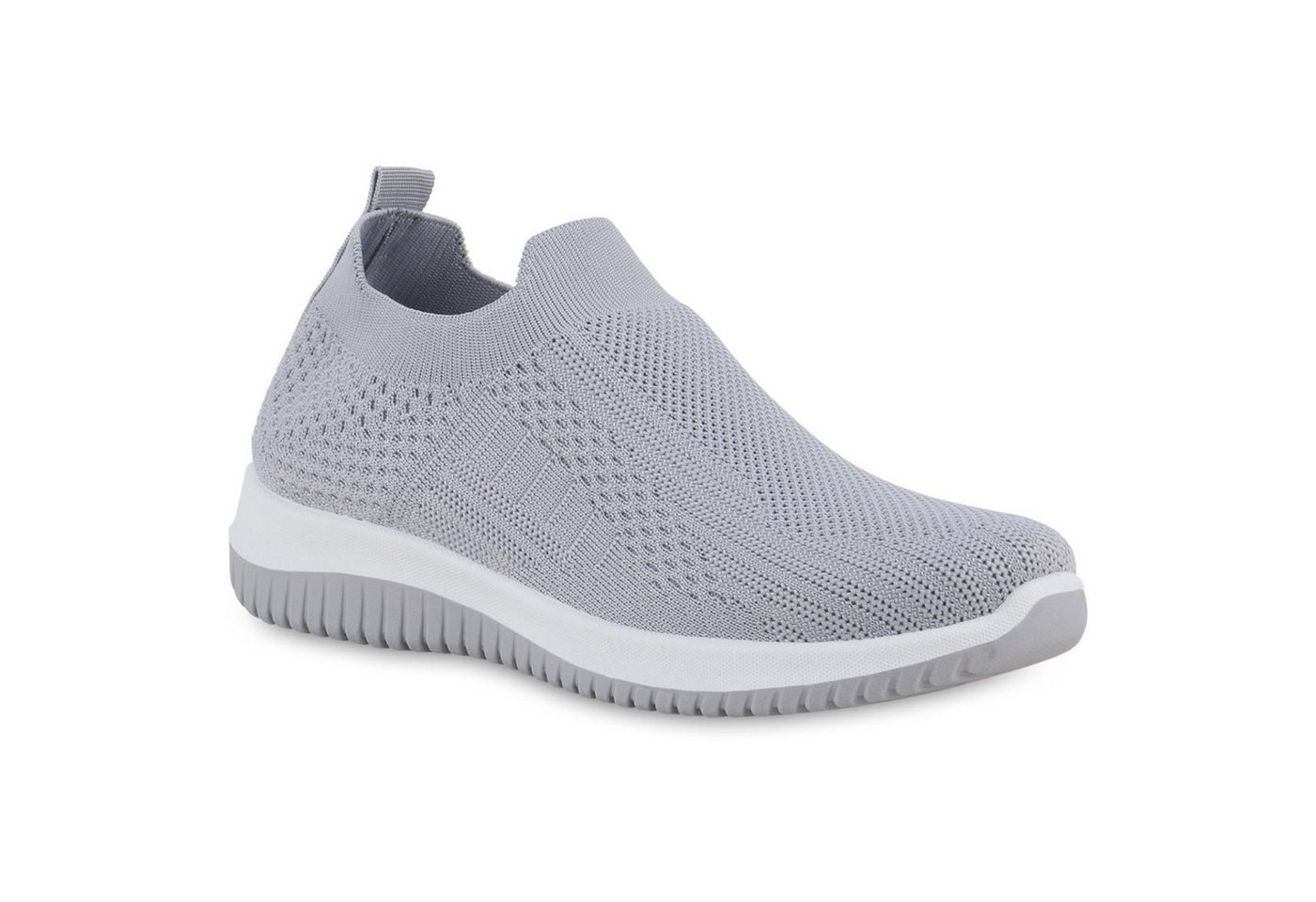 VAN HILL 841678 Laufschuh Damen Slip Ons Sportschuhe Sportliche Strick Profil-Sohle