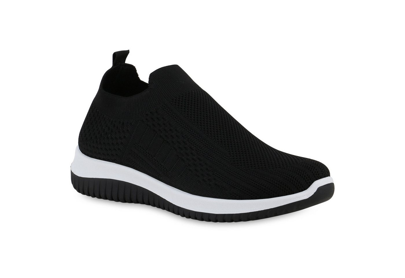 VAN HILL 841678 Laufschuh Damen Slip Ons Sportschuhe Sportliche Strick Profil-Sohle