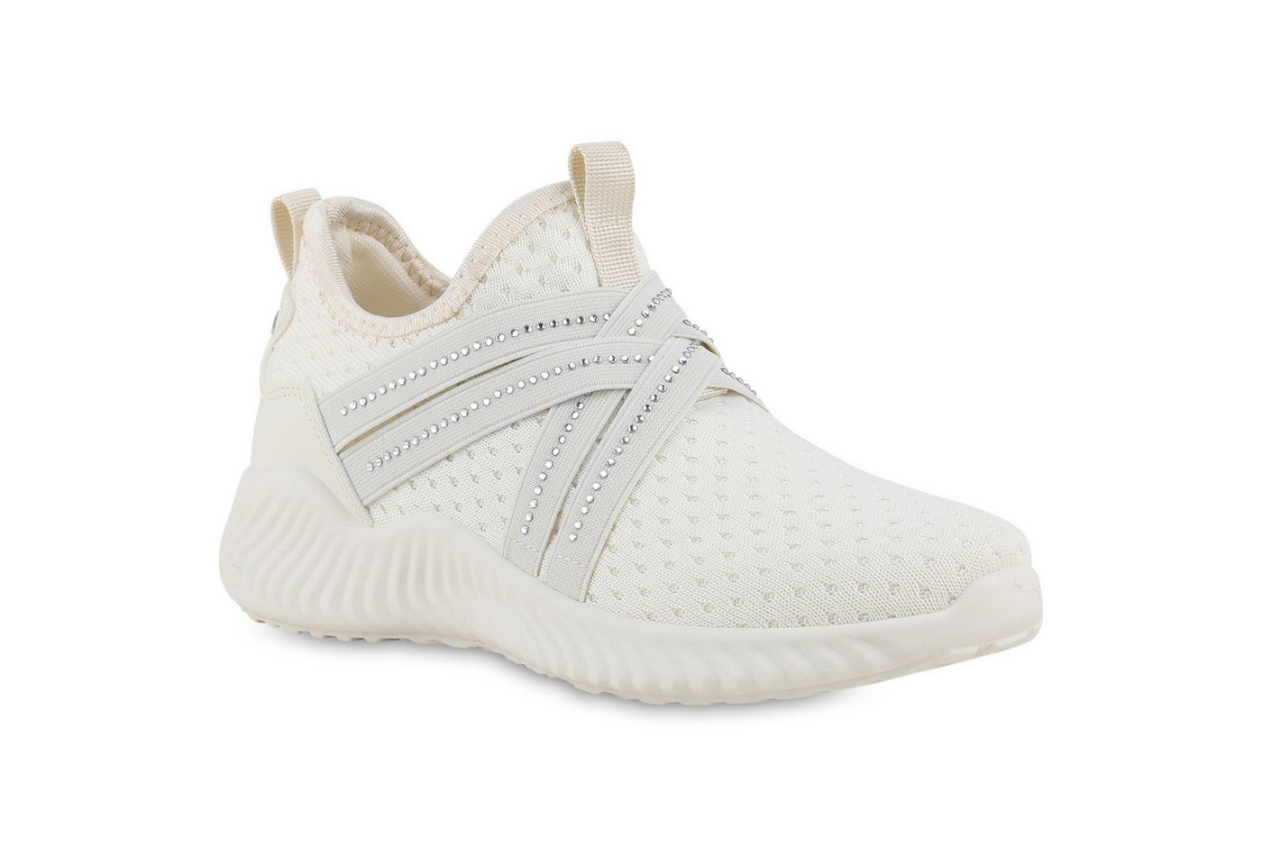 VAN HILL 841681 Laufschuh Damen Slip Ons Sportschuhe Sportliche Strass Profil-Sohle