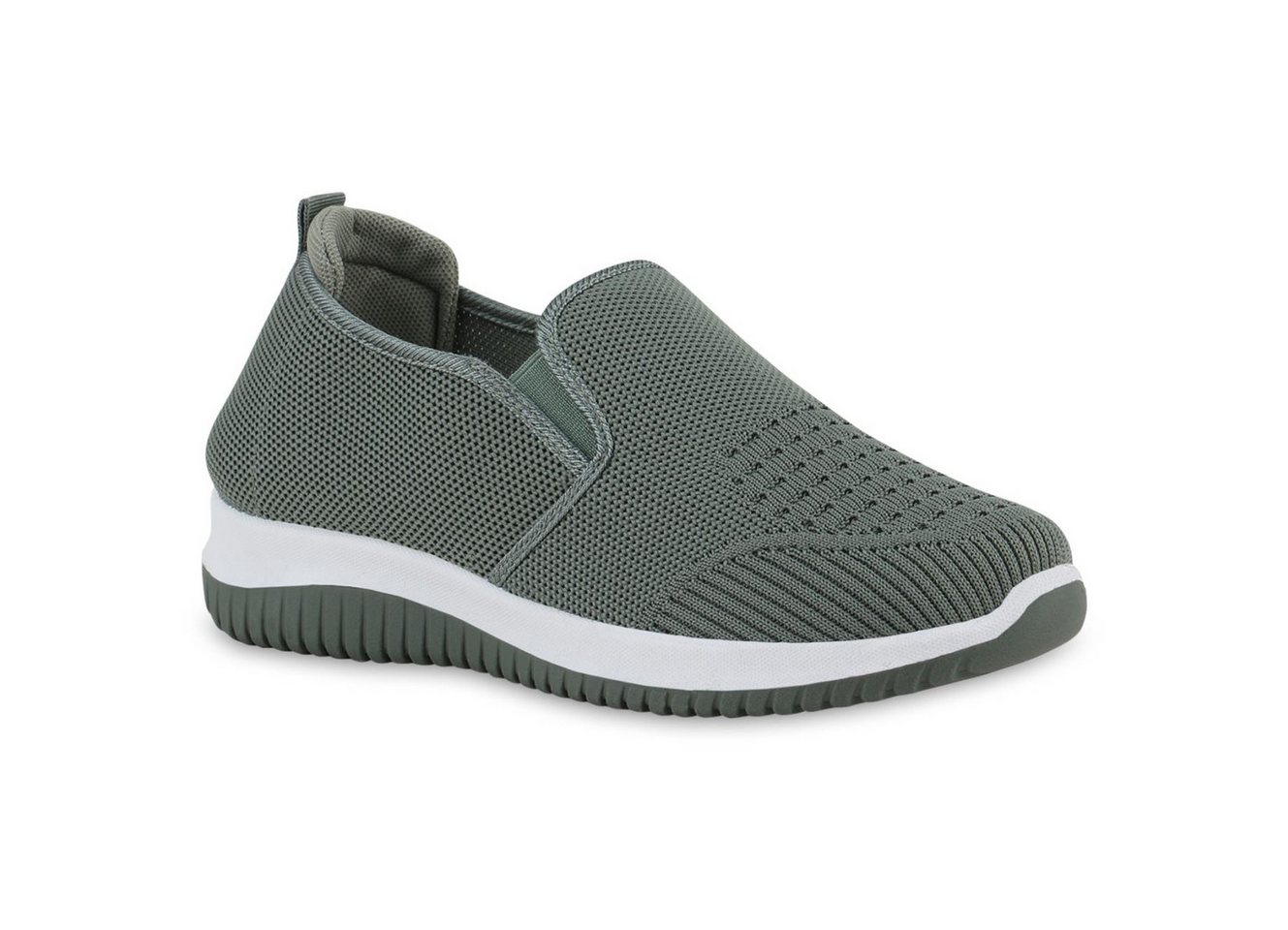 VAN HILL 841705 Laufschuh Damen Slip Ons Sportschuhe Sportliche Strick Profil-Sohle