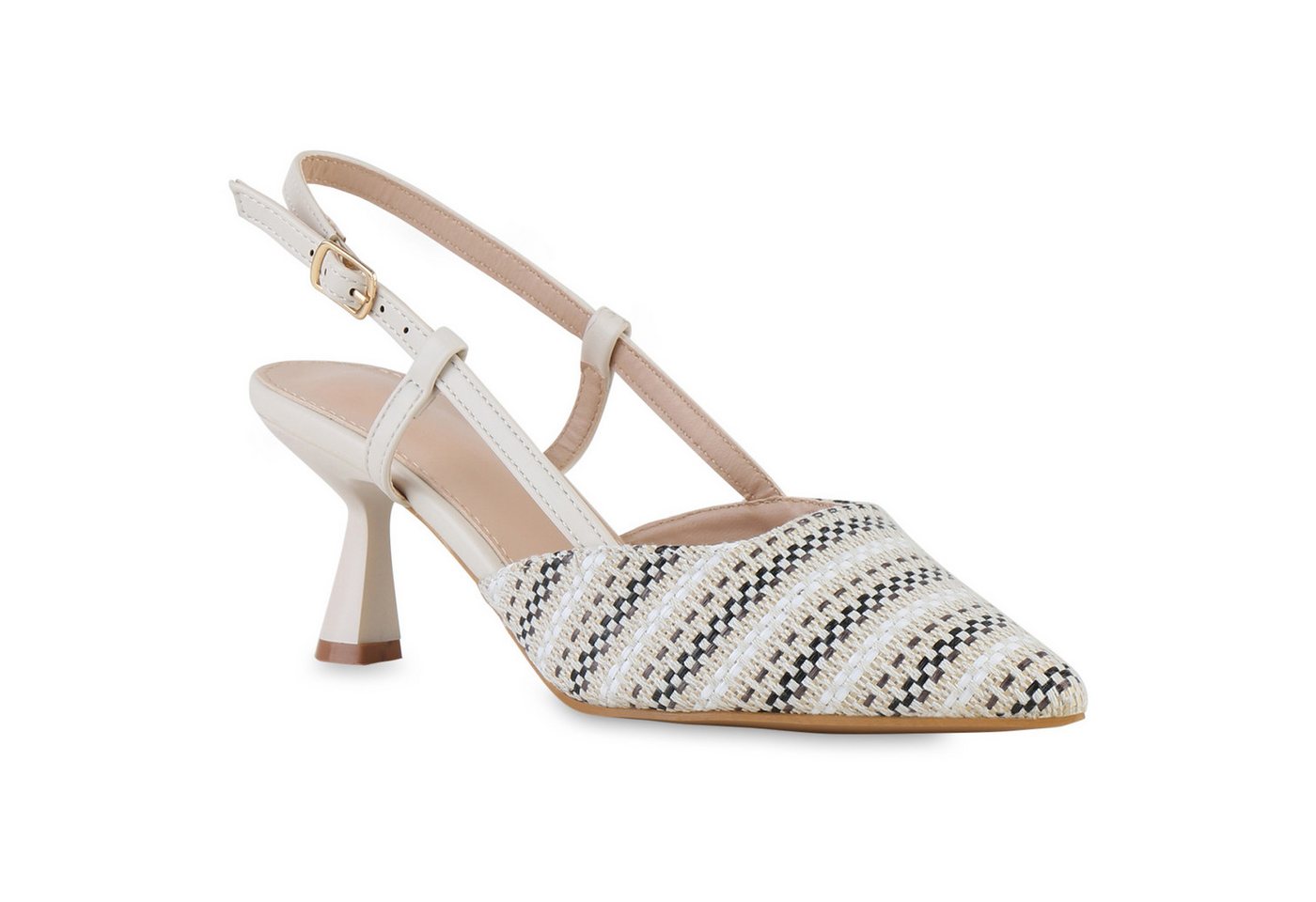 VAN HILL 841709 Slingpumps Damen Slingpumps Pumps Spitze Stiletto Prints
