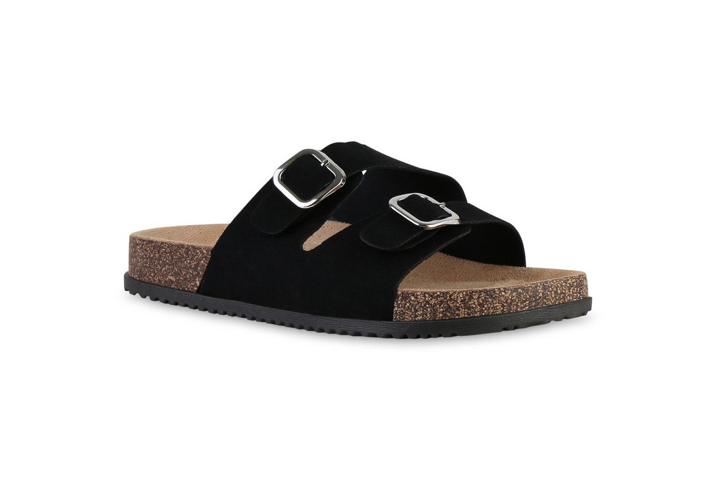 VAN HILL 841734 Pantolette Damen Pantoletten Sandalen Bequeme Korkoptik Profil-Sohle