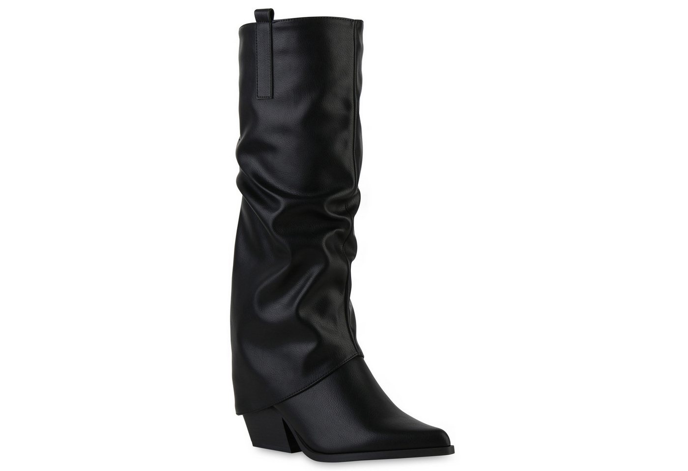 VAN HILL 841793 Cowboystiefel Damen Gefüttert Cowboystiefel Stiefel Spitz Holzoptikabsatz