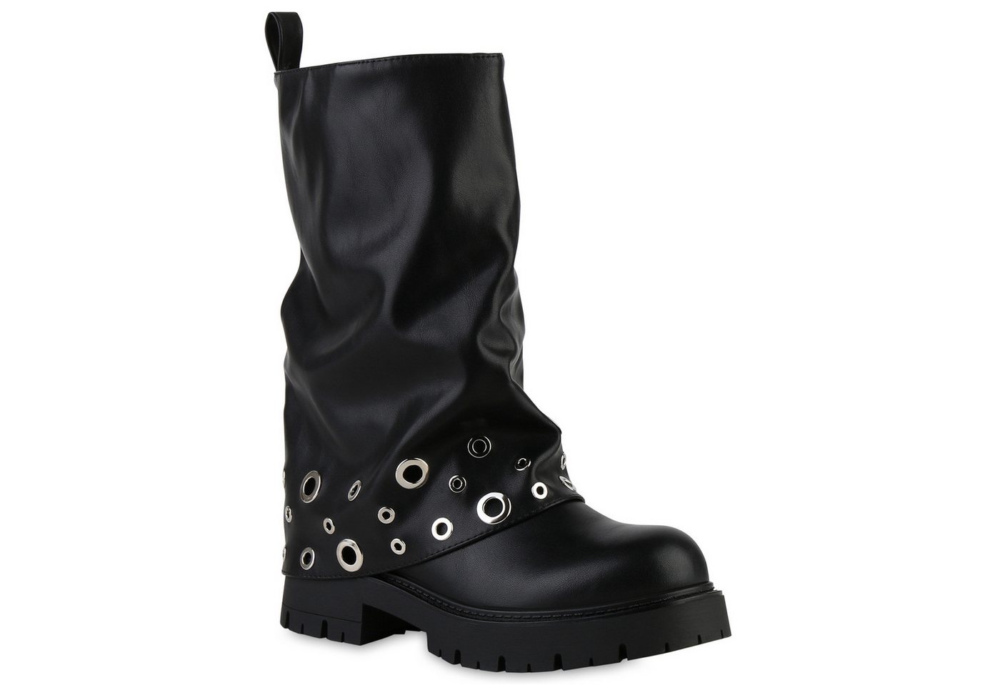 VAN HILL 841798 Stiefel Damen Leicht Gefütterte Bikerstiefel Stiefel Profil-Sohle