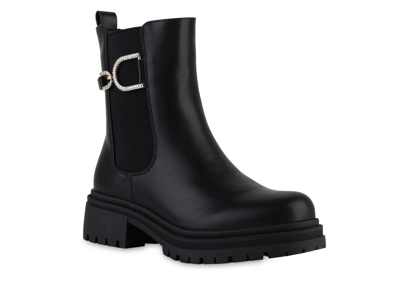 VAN HILL 841805 Stiefelette Damen Leicht Gefütterte Klassische Stiefeletten Strass