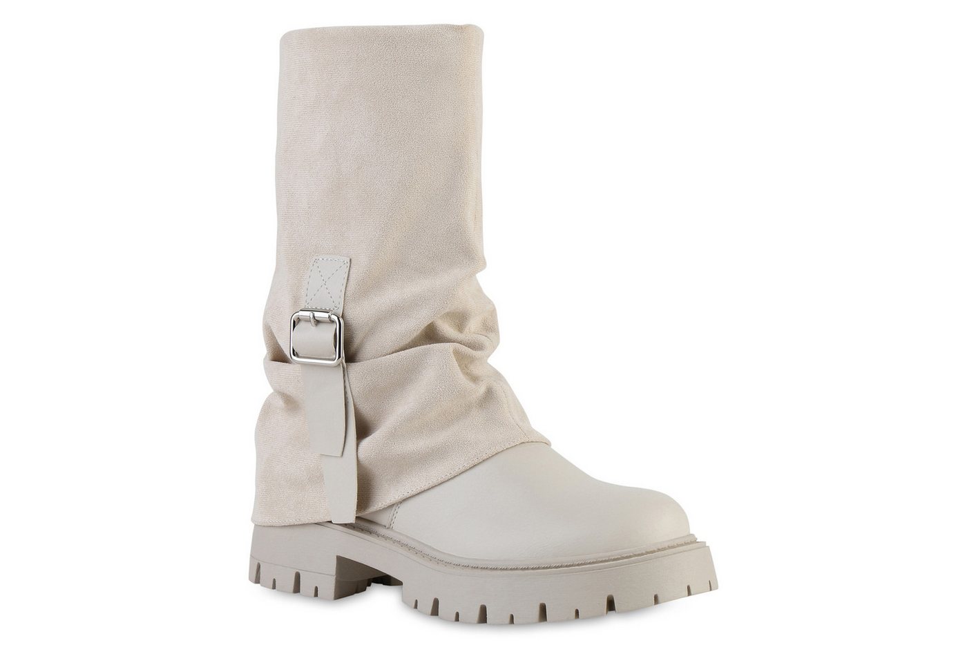 VAN HILL 841810 Stiefel Damen Bikerstiefel Stiefel Plateau Vorne Profil-Sohle