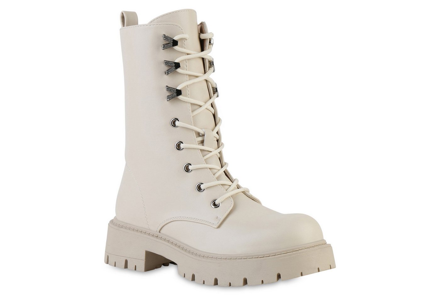 VAN HILL 841823 Schnürstiefel Damen Leicht Gefüttert Schnürstiefel Stiefel Strass Schnürer Schuh