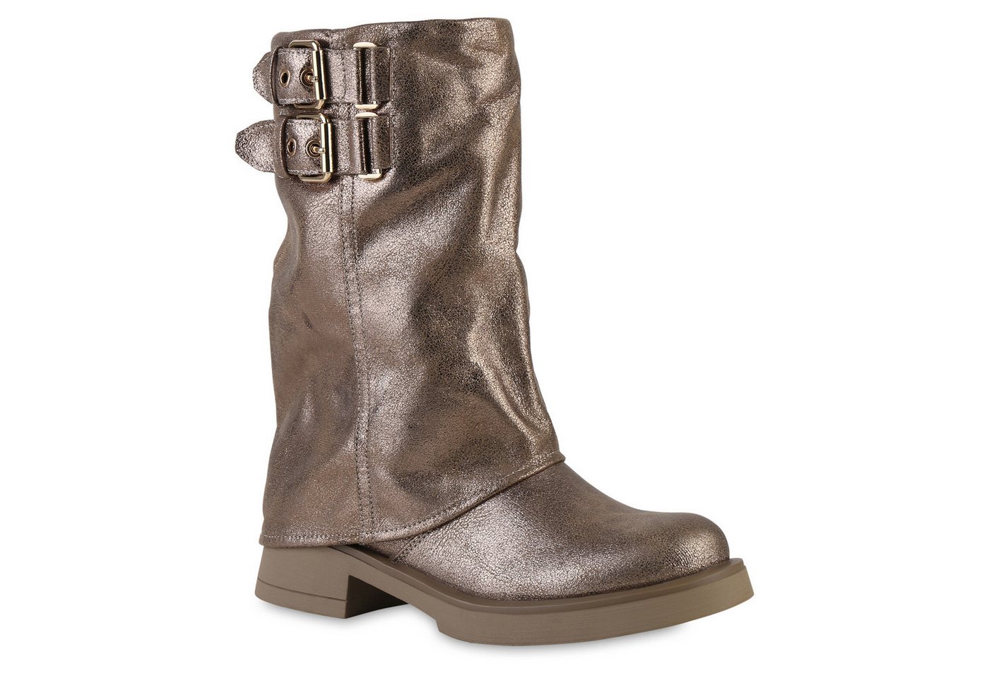 VAN HILL 841827 Stiefel Damen Bikerstiefel Stiefel Schnallen Boots Motorrad