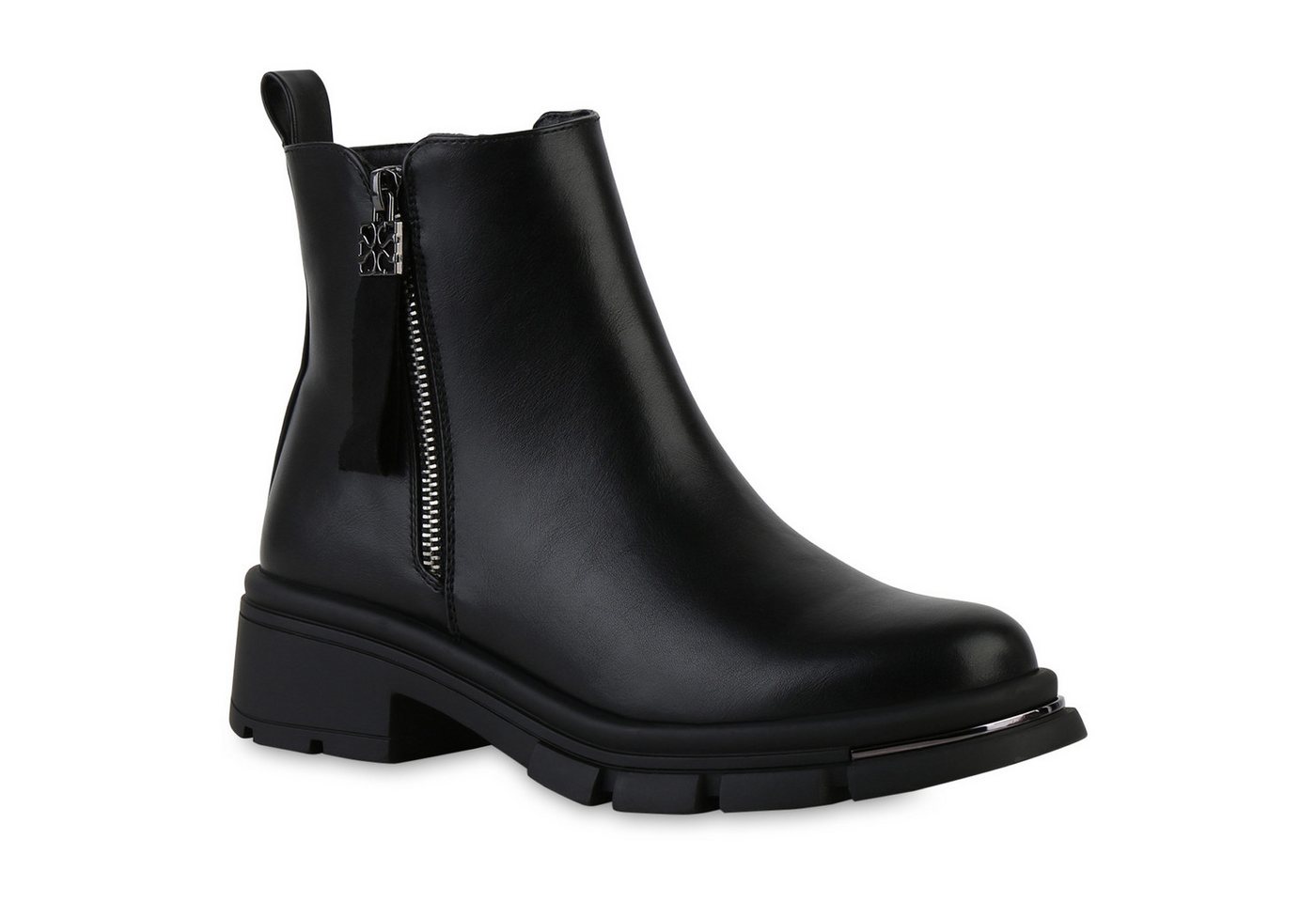 VAN HILL 841832 Stiefelette Damen Leicht Gefüttert Klassische Stiefeletten Profil-Sohle