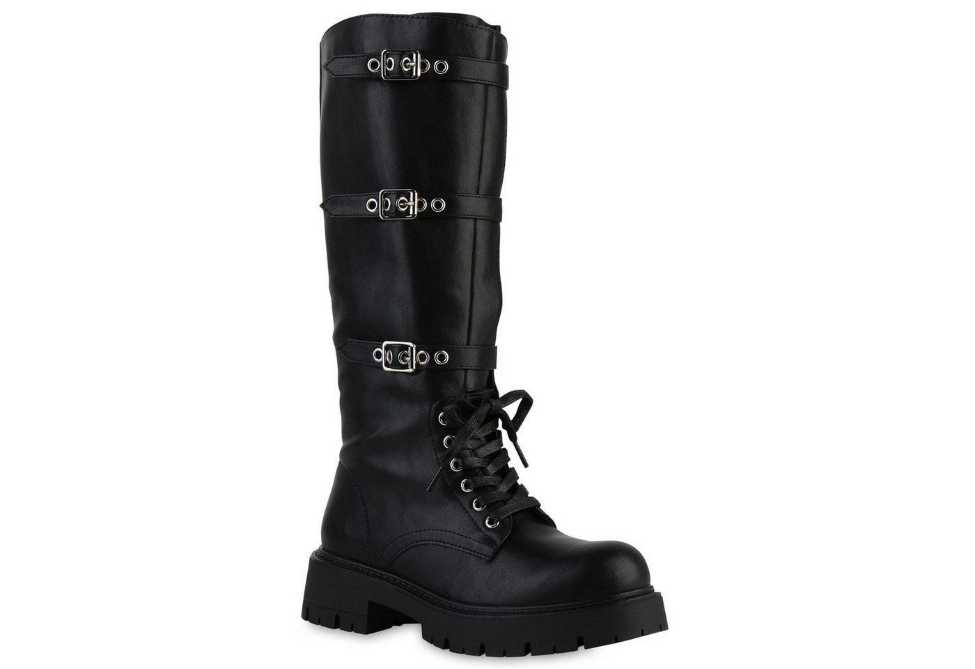 VAN HILL 841834 Schnürstiefel Damen Leicht Gefütterte Schnürstiefel Stiefel Schnallen