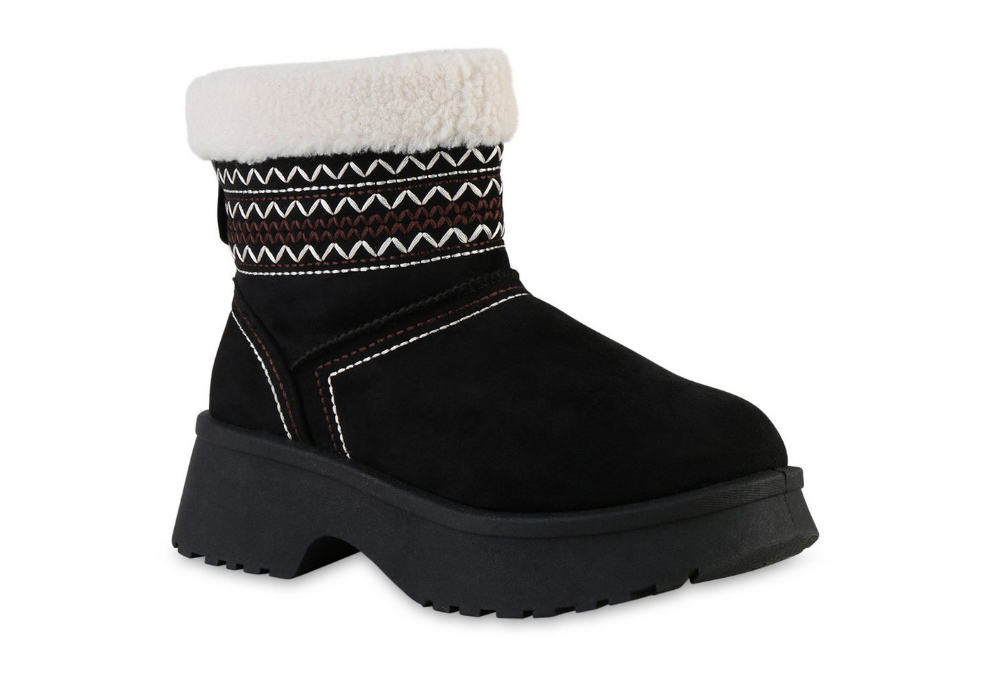 VAN HILL 841861 Winterstiefelette Damen Warm Gefütterte Winter Boots Stiefeletten Kunstfell