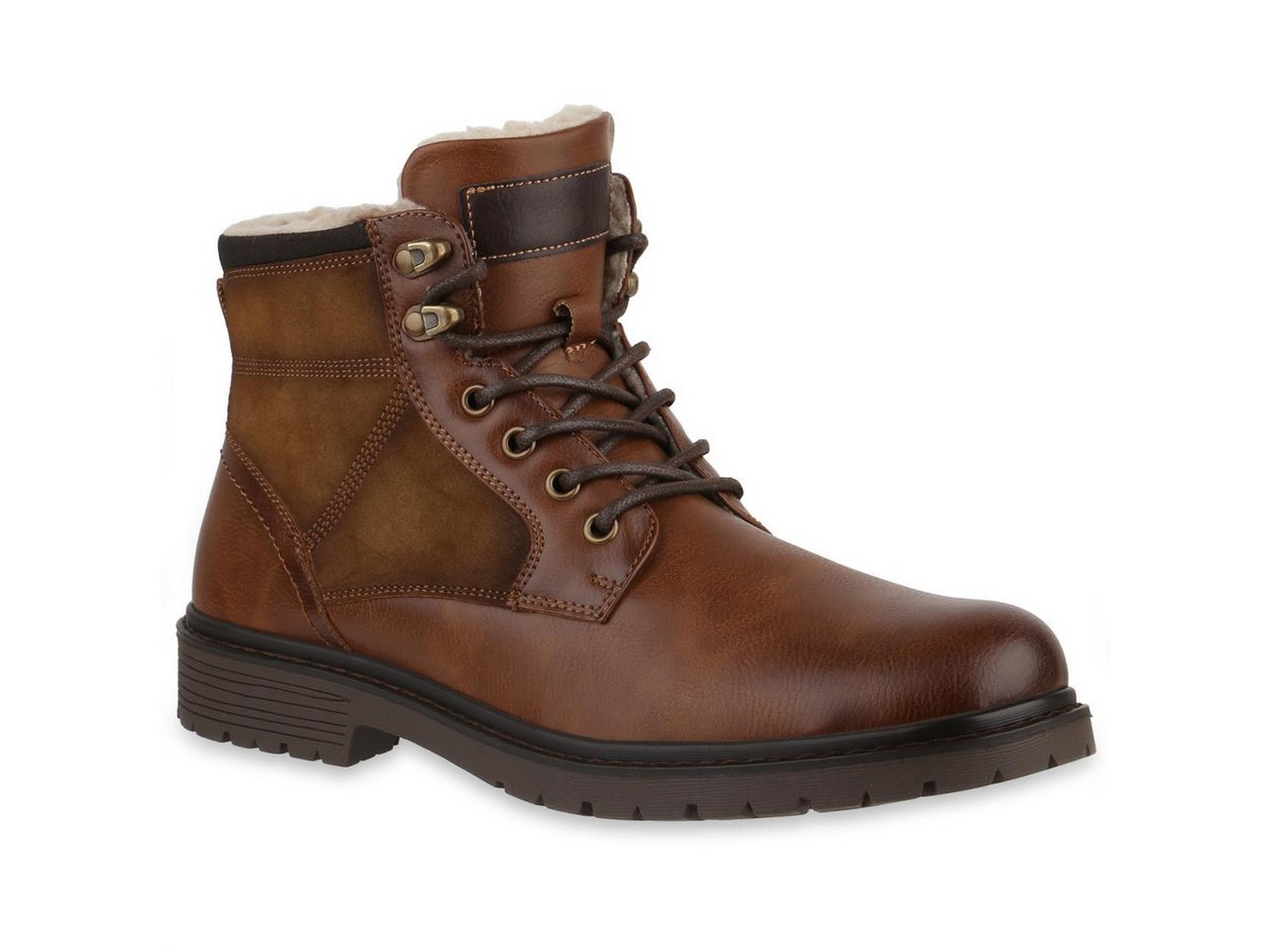 VAN HILL 841881 Bootsschuh Herren Warm Gefütterte Worker Boots Bequeme Profil-Sohle