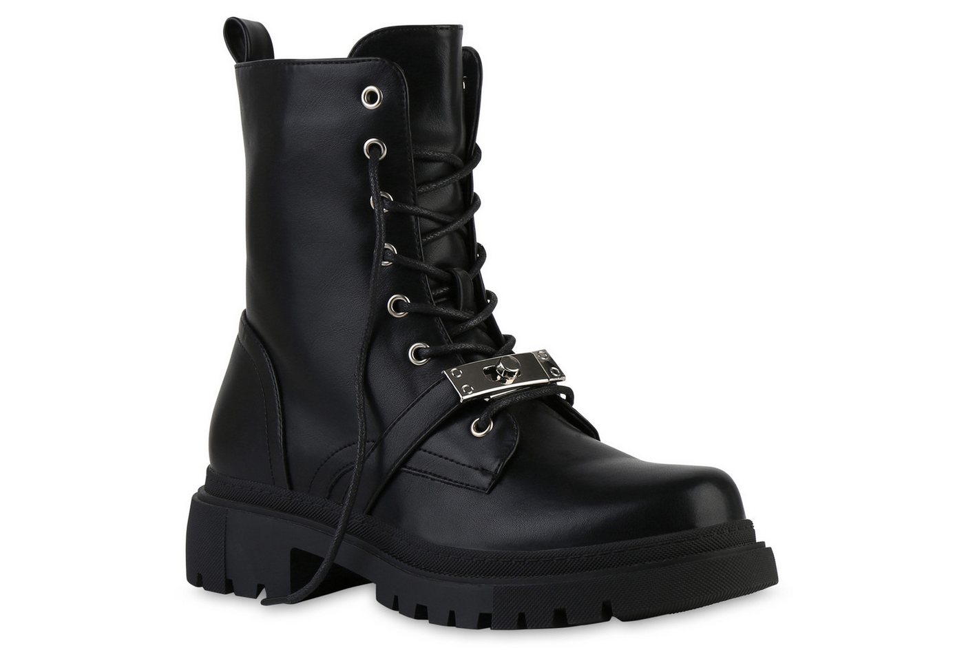 VAN HILL 841890 Schnürstiefelette Damen-Schnürstiefeletten mit Metallverzierung