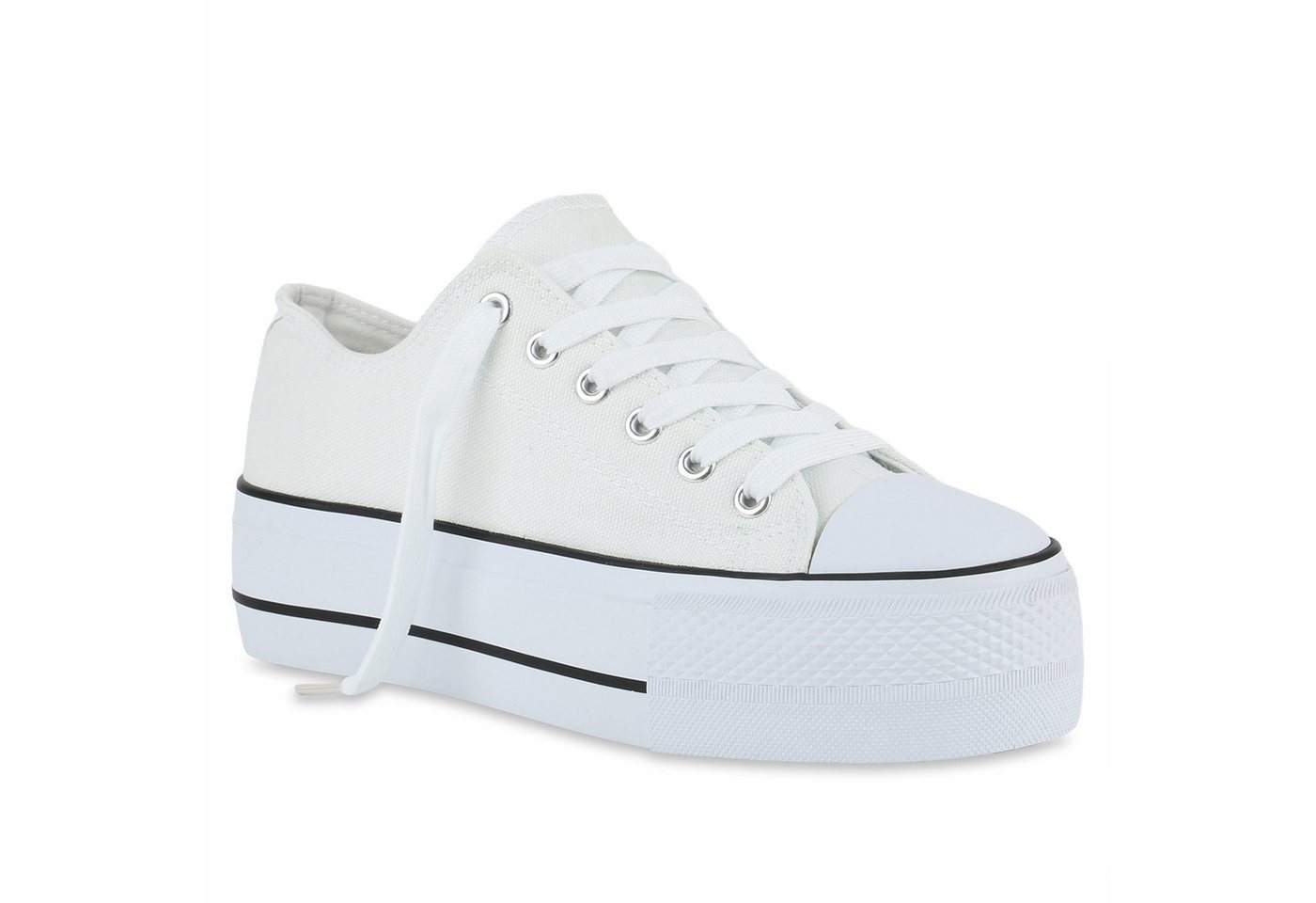 VAN HILL 842206 Plateausneaker Damen Plateau Sneaker - Modischer Low-Top Stoffschuh mit hoher Sohle