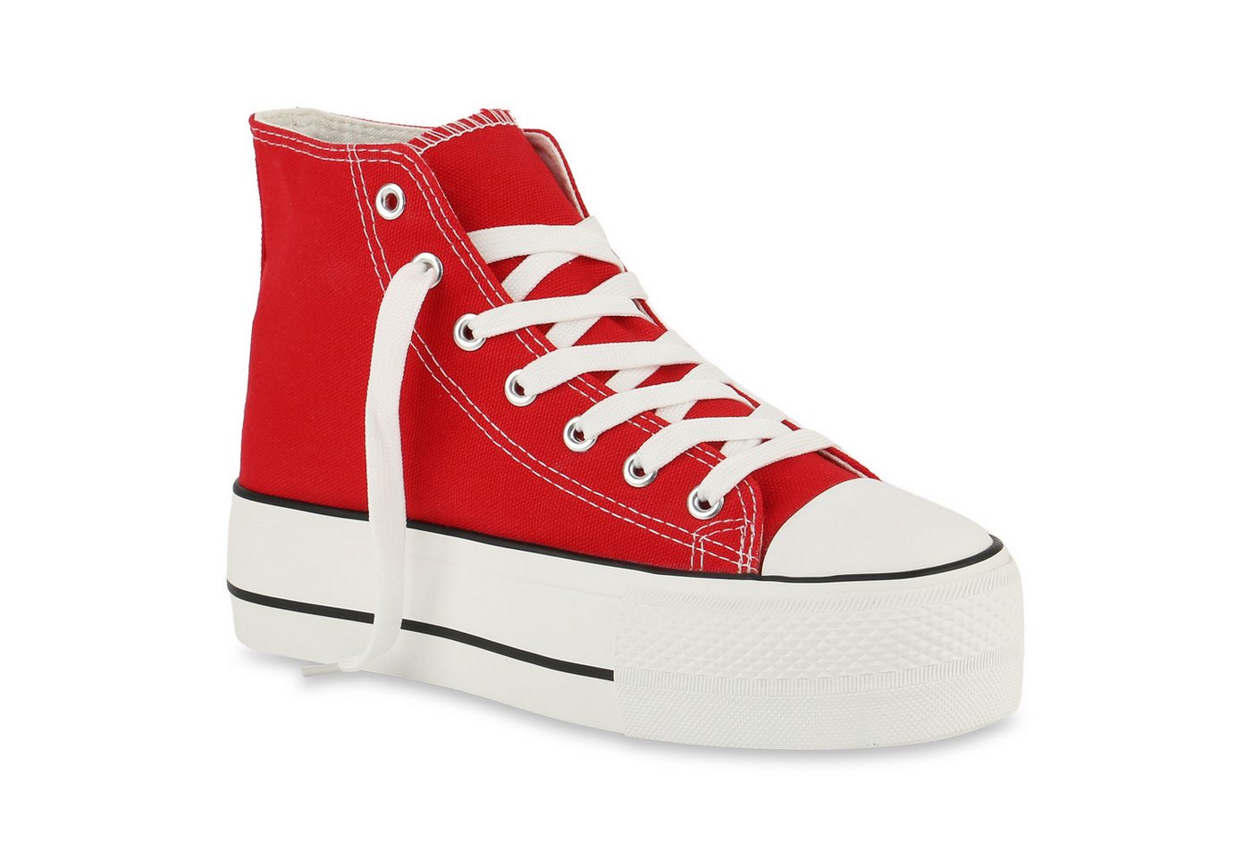 VAN HILL 842207 Plateausneaker Damen Plateau Sneaker - High-Top Stoffschuhe im Retro-Style