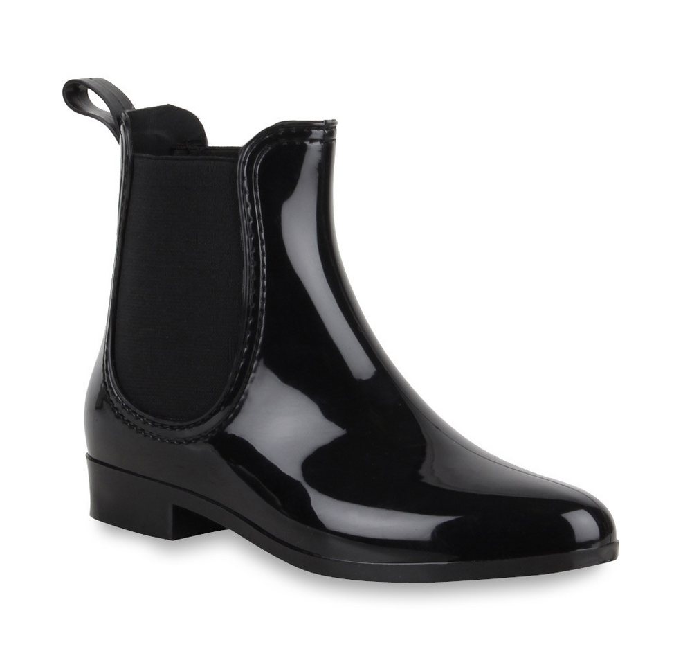 VAN HILL 902282 Gummistiefelette Damen Lack Stiefeletten Gummistiefel Chelsea Boots Gr. 36-41
