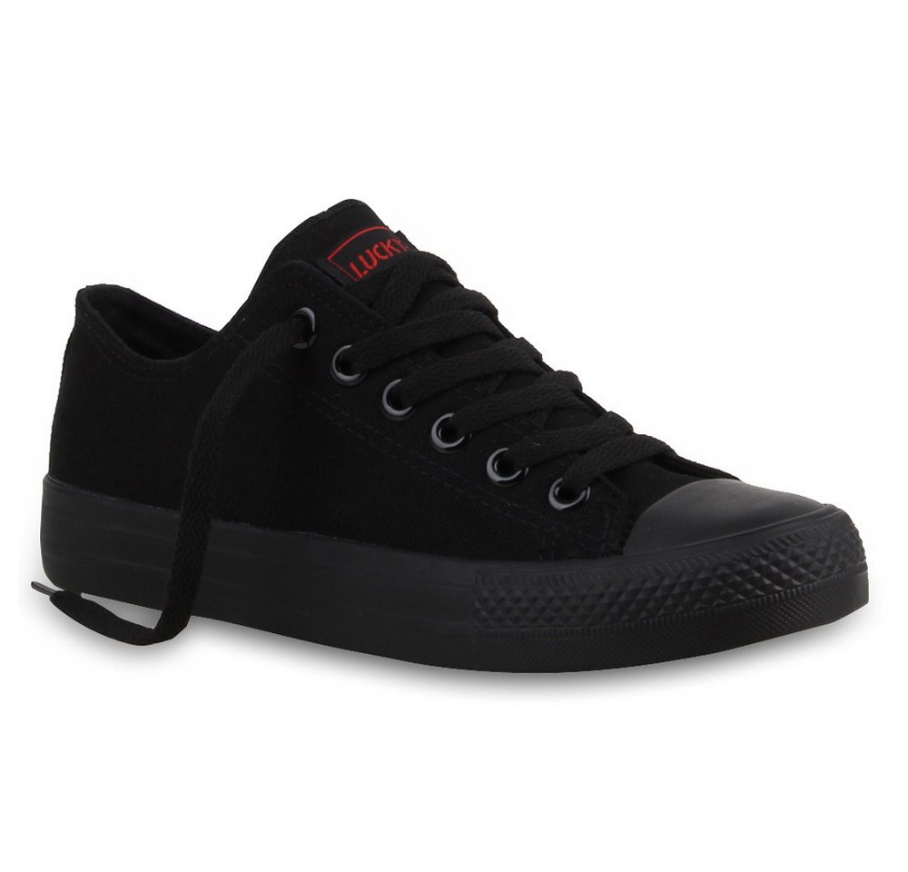 VAN HILL 94237 Sneaker Damen Sneaker Low Canvas Freizeitschuhe Schnürer Basic Sportschuhe (schwarz)
