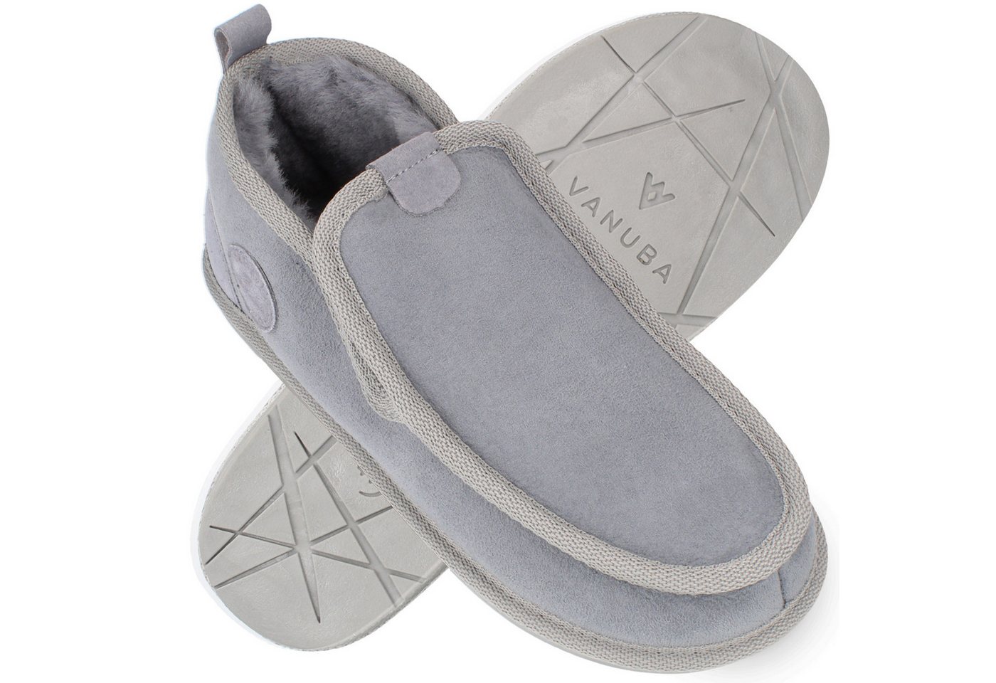 Vanuba BOND Herren Hausschuh Lammfell Hausschuhe, zum schlupfen, Gummisohle