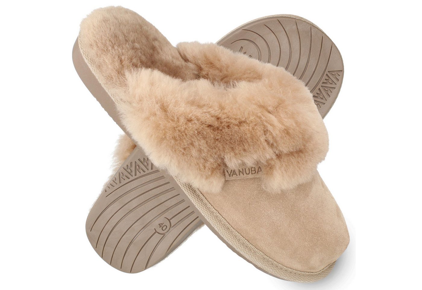 Vanuba CASHMERE I Damen Hausschuh Echtleder Hüttenschuhe/Winter-Hausschuhe/Gefüttert