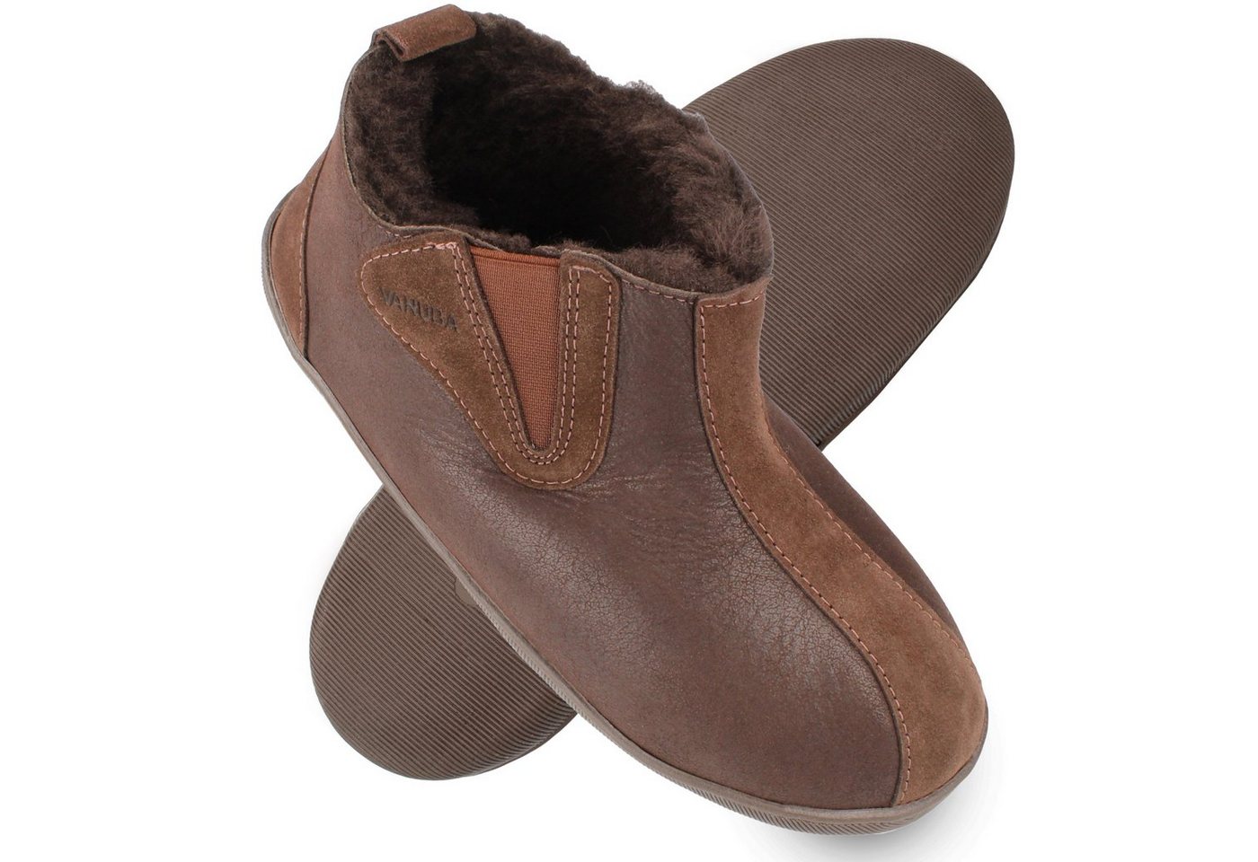 Vanuba COLUMBIA Damen Hausschuh Echtleder Hüttenschuhe/Winter-Hausschuhe/Gefüttert