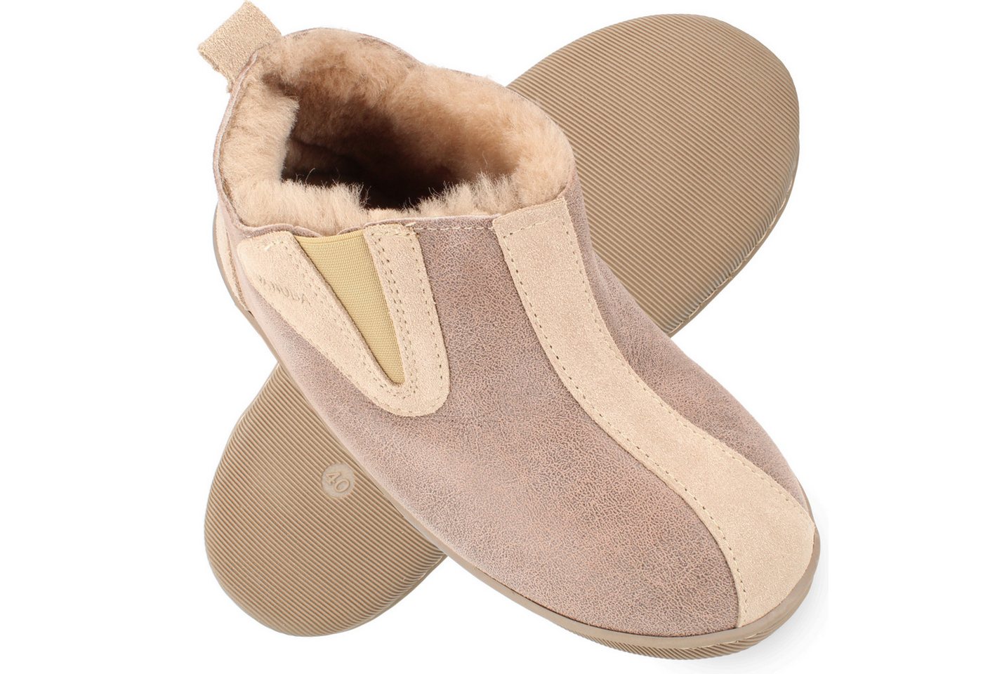 Vanuba COLUMBIA Herren Hausschuh Echtleder Hüttenschuhe/Winter-Hausschuhe/Gefüttert