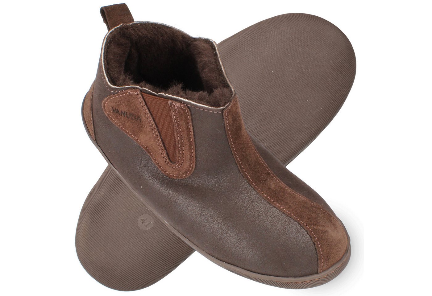 Vanuba COLUMBIA Herren Hausschuh Echtleder Hüttenschuhe/Winter-Hausschuhe/Gefüttert