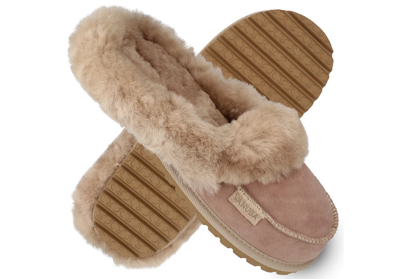 Vanuba NAJDI II Damen Hausschuh Echtleder Hüttenschuhe/Winter-Hausschuhe/Gefüttert