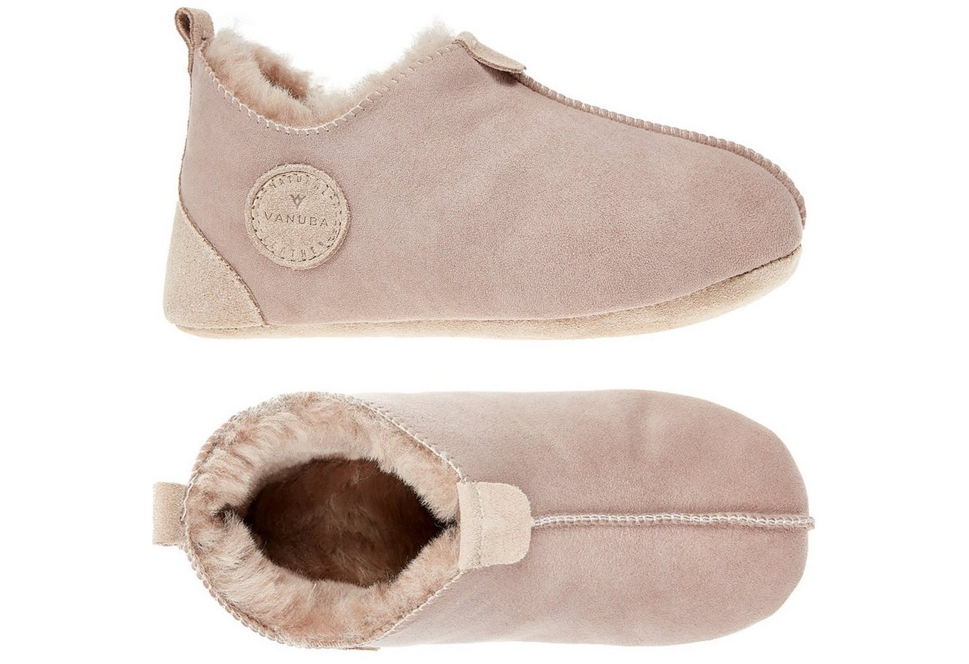 Vanuba OXFORD Kinder Hausschuh Echtleder Hüttenschuhe/Winter-Hausschuhe/Gefüttert