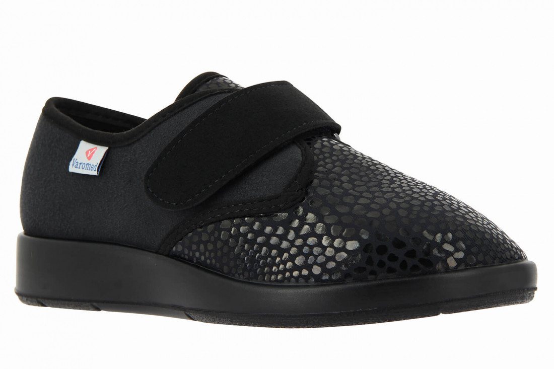 Varomed Zürich Orthopädische Stretchschuhe, Damen & Herren Klettschuh (schwarz)