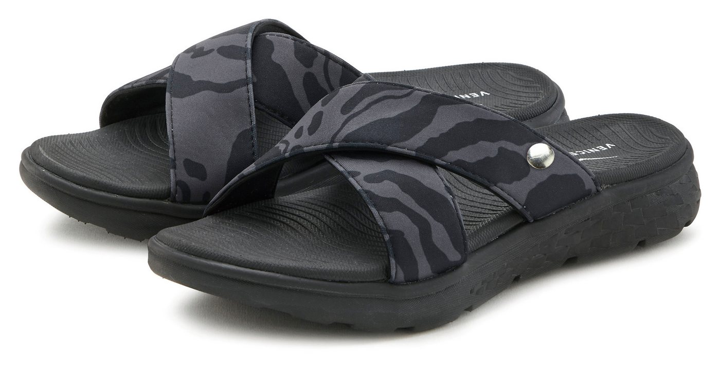 VENICE BEACH Badepantolette Pantolette, Mule, Sandale, offener Schuh, Badeschuh VEGAN (grau/schwarz)