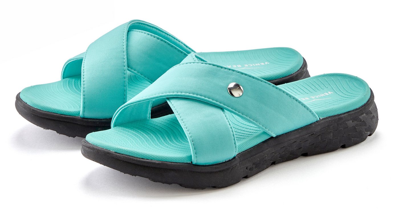 VENICE BEACH Badepantolette Pantolette, Mule, Sandale, offener Schuh, Badeschuh VEGAN (türkis)
