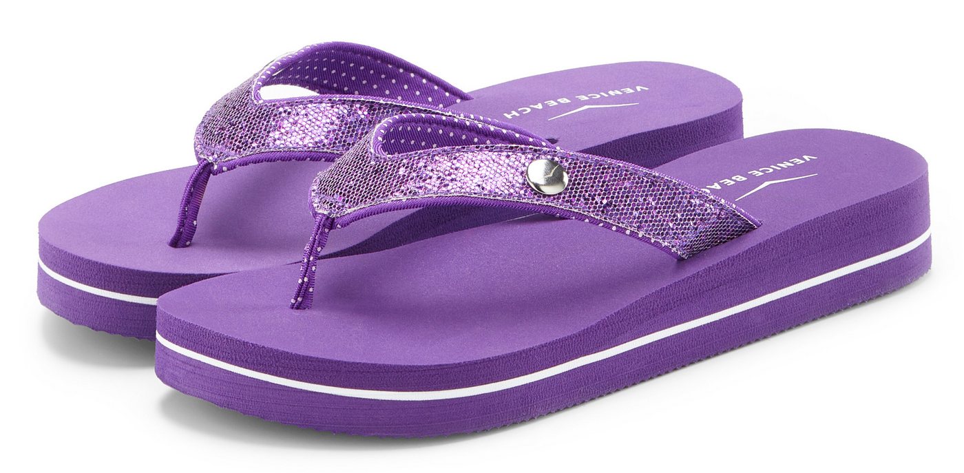 VENICE BEACH Sandale, Badeschuh, Badelatsche, Flip Flop, Badeschlappe, Pantolette Badezehentrenner Zehentrenner mit wasserabweisender und leichter Sohle VEGAN (lila)