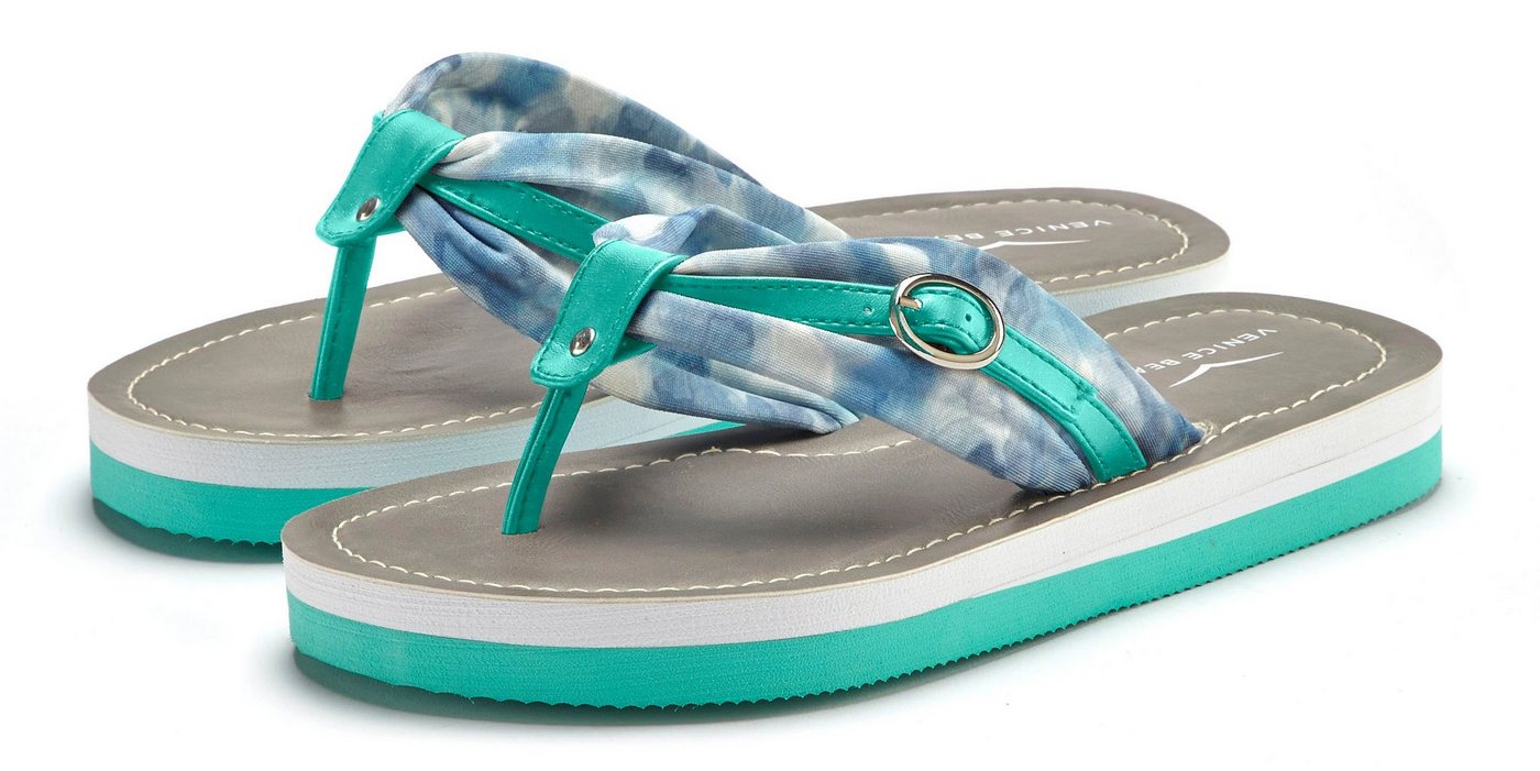 VENICE BEACH Sandale, Badeschuh, Pantolette, Badelatsche, Flip Flop, Badeschlappe Badezehentrenner Zehentrenner mit wasserabweisender und leichter Sohle VEGAN (türkis)